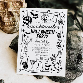 Hand Drawn Doodles Whimsical Halloween Invitation Inbjudningar