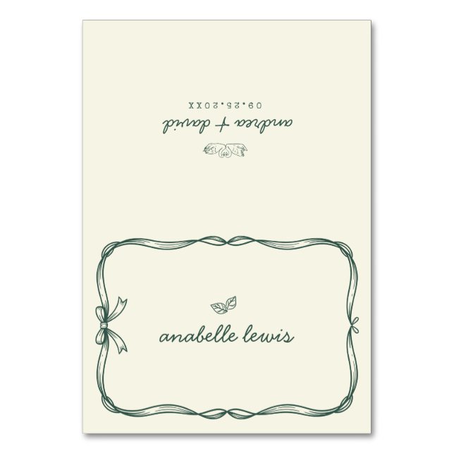 Hand Drawn Editable Guest Name Wedding Place Card Bordsnummer (Framsidan)