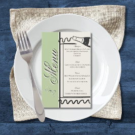 Hand Drawn Elegant Simple Green & Cream Wedding  Flygblad