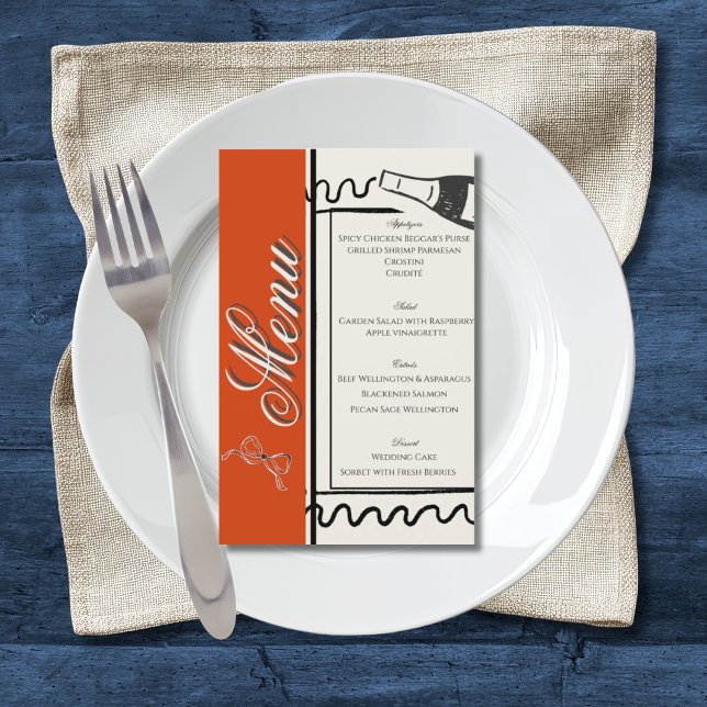 Hand Drawn Elegant Simple Red & Cream Wedding  Flygblad (Skapare uppladdad)