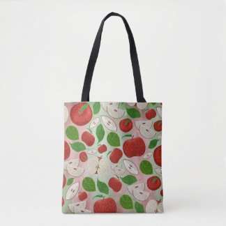 Hand Drawn Fall Apple Pattern Tote Bag Tygkasse