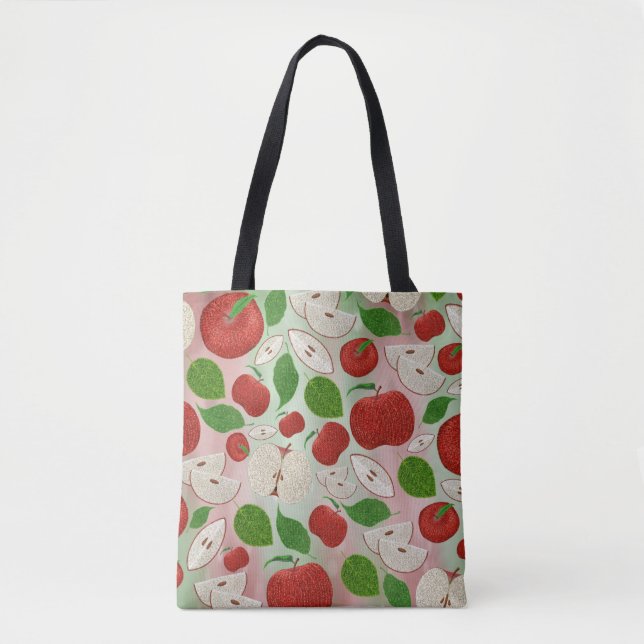 Hand Drawn Fall Apple Pattern Tote Bag Tygkasse (Framsida)