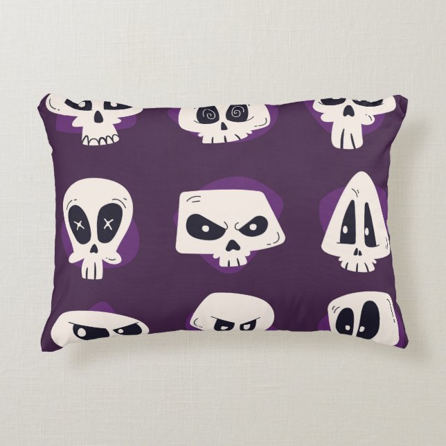 Hand drawn flat dia de muertos skulls collection s prydnadskudde (Framsidan)