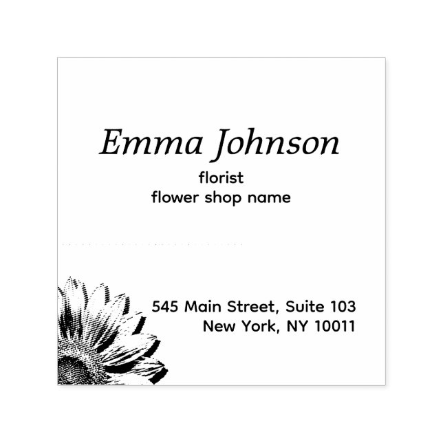 Hand-Drawn Floral Accent | Custom Business Rubber  Självfärgande Stämpel (Design)