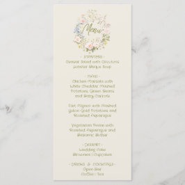 Hand Drawn Floral Summer Wedding Menu  Meny