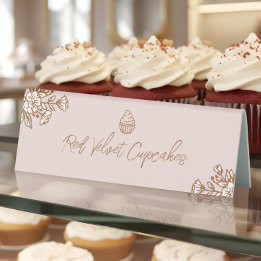 Hand Drawn Florals Pink Cupcake Bakery Counter