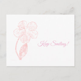Hand Drawn Flower Minimalist Pink Postcard Vykort