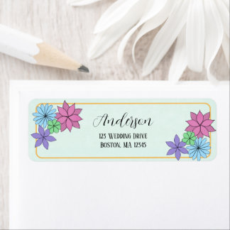 Hand-Drawn Flower Return Address Stickers Returadress Etikett