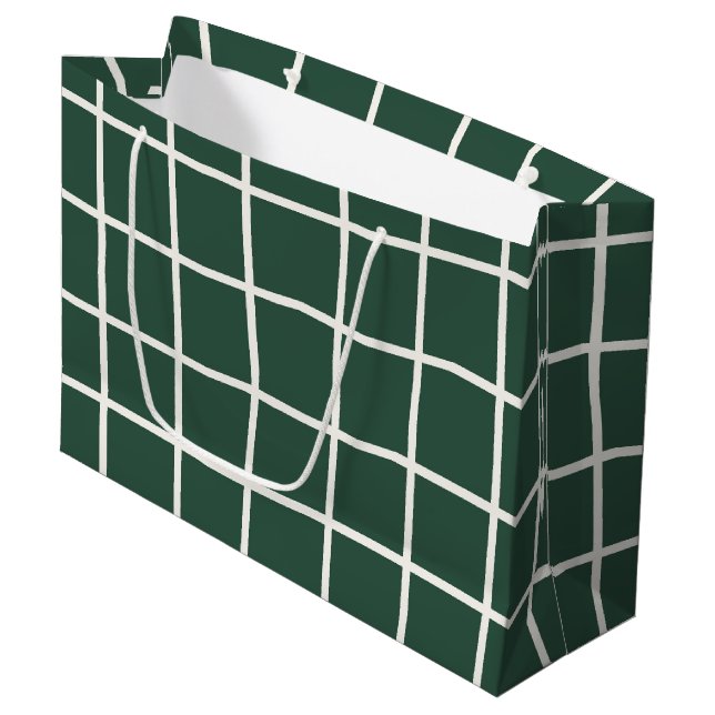 Hand Drawn Forest Green and White Grid Holiday (Framsidan Vinklad)