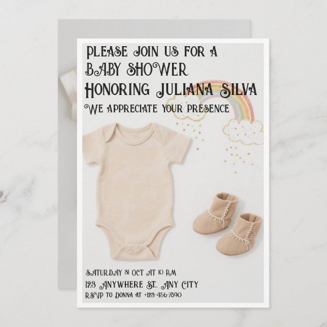 Hand-Drawn Fox and Mushroom Woodland Baby S Inbjudningar (Fram/baksida)