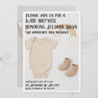 Hand-Drawn Fox and Mushroom Woodland Baby S Inbjudningar