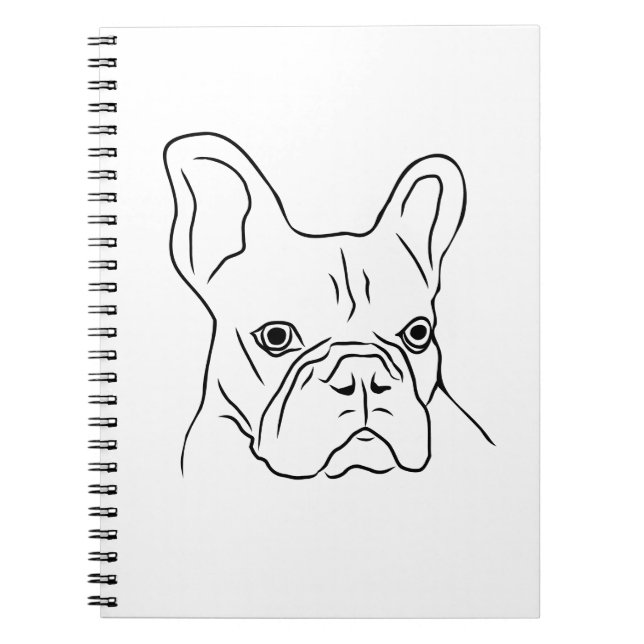 Hand-Drawn Frenchie Ansikte Anteckningsbok (Framsidan)