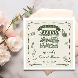 Hand Drawn Fresh Off the Market Bridal Shower Pappersservett