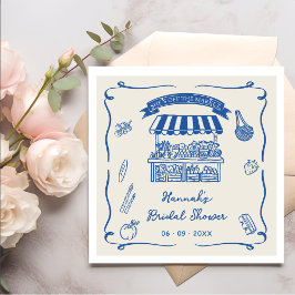 Hand Drawn Fresh Off the Market Bridal Shower Pappersservett