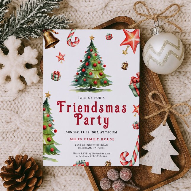 Hand Drawn Friendsmas Party Invitation Inbjudningar (Skapare uppladdad)