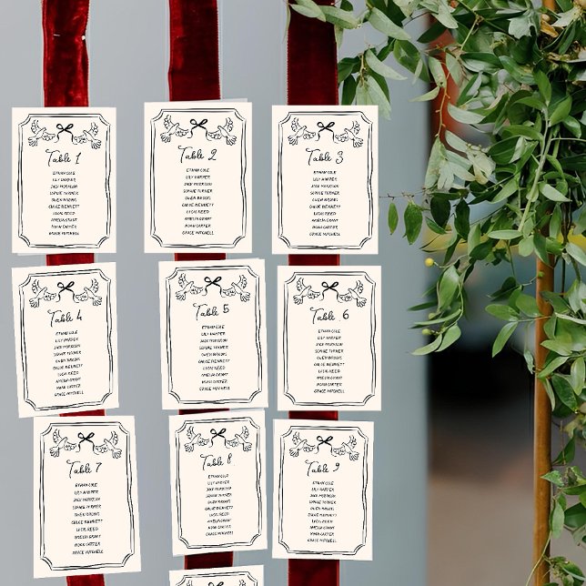 Hand drawn Funky Doodle Wedding Table Seating Inbjudningar (Skapare uppladdad)