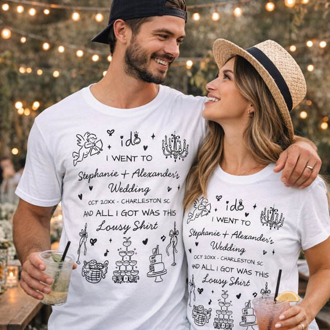 Hand Drawn Funny Custom Wedding Favor Merch T Shirt (Skapare uppladdad)