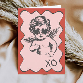 Hand Drawn Funny Romantic Cupid XO Valentines Day Helgkort