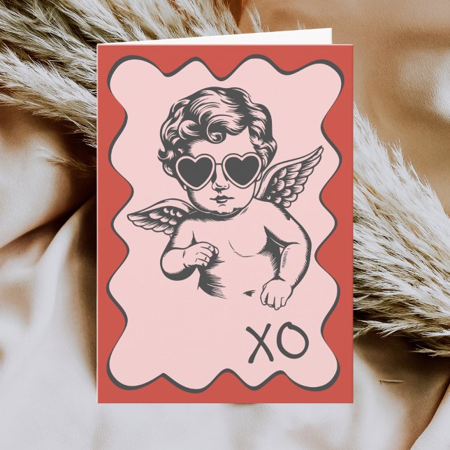 Hand Drawn Funny Romantic Cupid XO Valentines Day Helgkort (Skapare uppladdad)