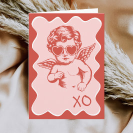 Hand Drawn Funny Romantic Cupid XO Valentines Day Helgkort