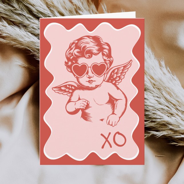 Hand Drawn Funny Romantic Cupid XO Valentines Day Helgkort (Skapare uppladdad)