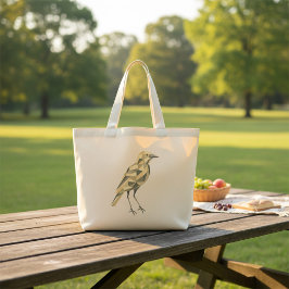 Hand-Drawn Geometric Bird Tote Jumbo Tygkasse