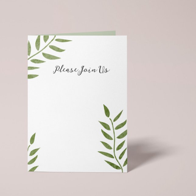 Hand-drawn green artistic leaf branch inbjudningar (Skapare uppladdad)