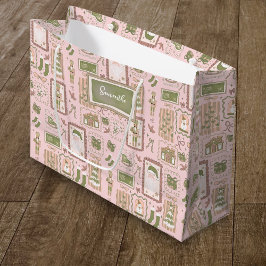 Hand Drawn green peach christmas custom name