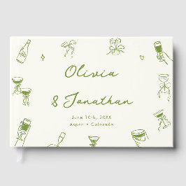 Hand Drawn Green Wedding Gästböcker