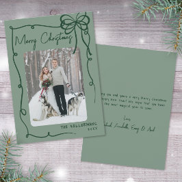 Hand Drawn Green Whimsical Merry Christmas Julkort