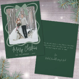 Hand Drawn Green Whimsical Merry Christmas Julkort