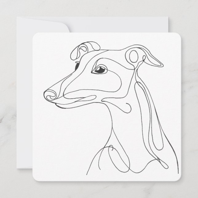 Hand Drawn Greyhound Line Art - Minimalist Design Inbjudningar (Framsida)