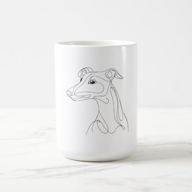 Hand Drawn Greyhound Line Art - Minimalist Design Kaffemugg (Center)