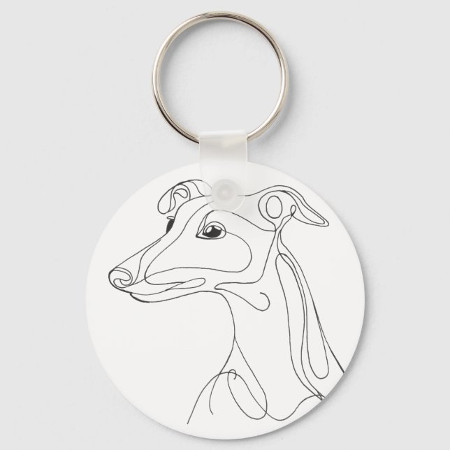 Hand Drawn Greyhound Line Art - Minimalist Design Nyckelring (Framsida)