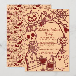 Hand Drawn Halloween Costume Birthday Party Inbjudningar