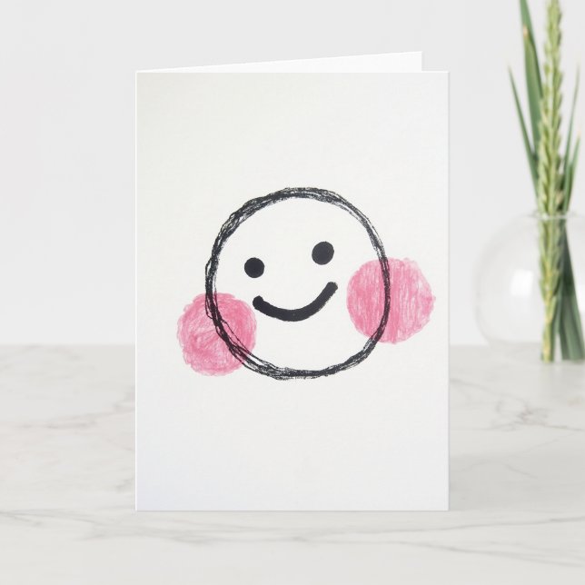 Hand Drawn Happy Face Art Card Kort (Framsida)