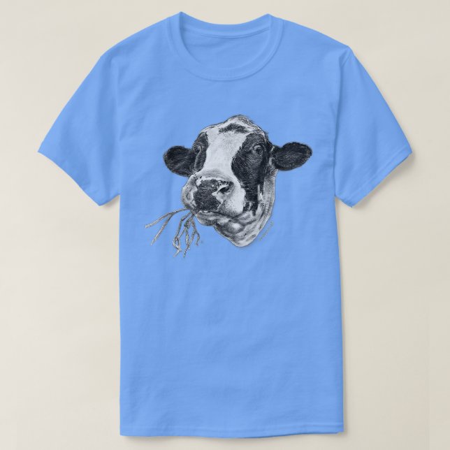 Hand-drawn Happy Holstein Friesian Dairy Cow  T Shirt (Design framsida)