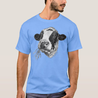 Hand-drawn Happy Holstein Friesian Dairy Cow T Shirt