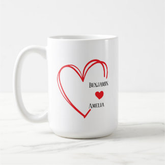 hand drawn heart couple Valentine’s Day mugs Kaffemugg