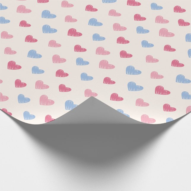 Hand Drawn Heart Doodle Pattern Presentpapper (Hörn)