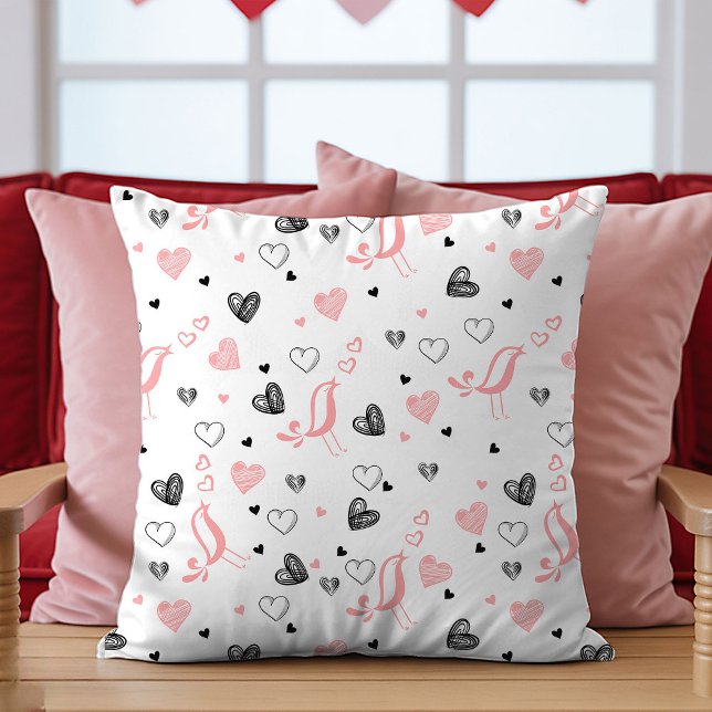 Hand Drawn Hearts Pillow Romantic Love Gift Design Kudde (Hand Drawn Hearts Pillow Romantic Love Gift Design

)