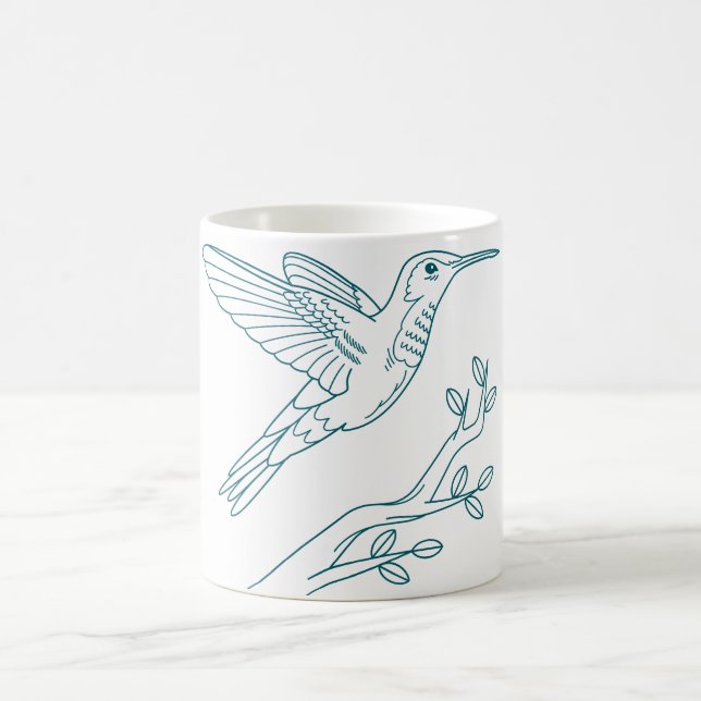 Hand Drawn Hummingbird disline Coffee Mugg (Center)
