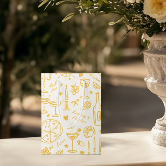 Hand Drawn Illustrated Bröllop Welcome Gift Bags (Hand-Drawn Illustrated Wedding Welcome Gift Bags)