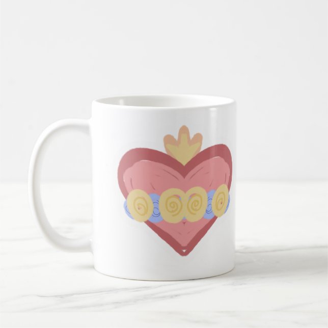 Hand-drawn Immaculate Heart of Mary Mug Kaffemugg (Vänster)
