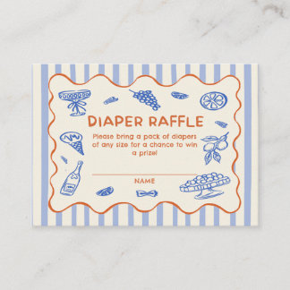 Hand Drawn Italian Baby Shower Diaper Raffle Tilläggskort