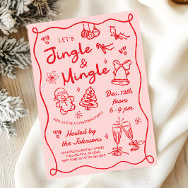 Hand Drawn Jingle and Mingle Christmas Party Inbjudningar