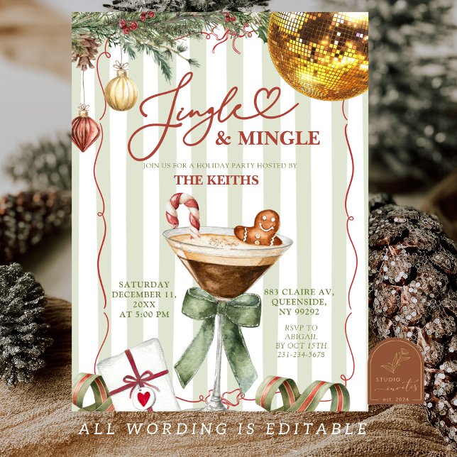 Hand Drawn Jingle and Mingle Christmas Party Inbjudningar (Skapare uppladdad)