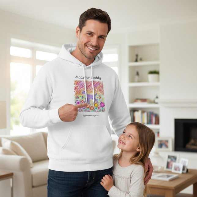 Hand Drawn kids art Daddy Gift Hoodie (Skapare uppladdad)