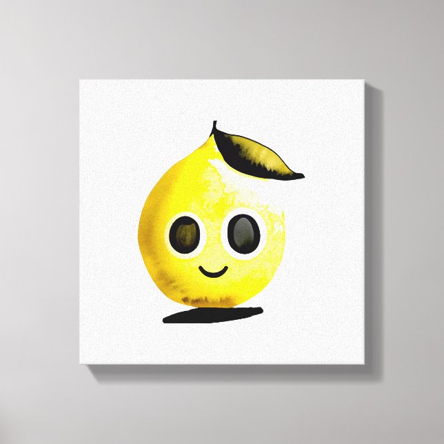 Hand-Drawn Lemon Emoji - Stretched Kanvastryck (Framsida)