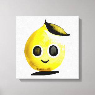 Hand-Drawn Lemon Emoji - Stretched Kanvastryck